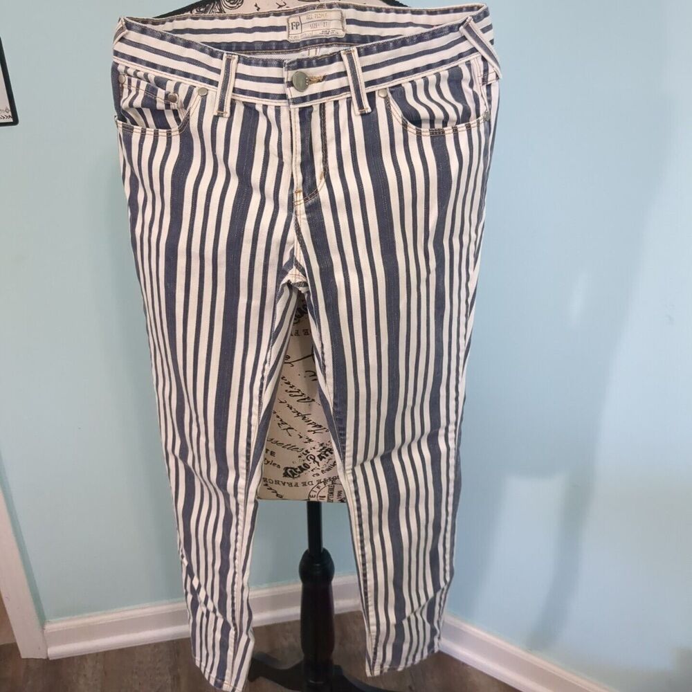 Free people jeans size 27 women's railroad stripe white navy